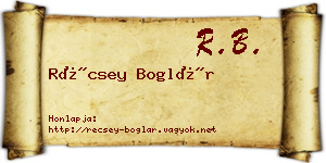 Récsey Boglár névjegykártya